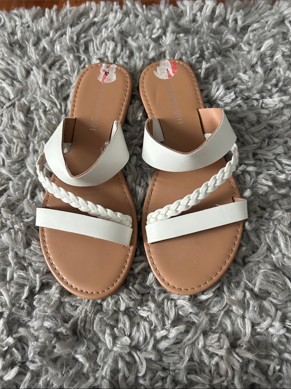White Braided Strap Women's Slide Sandals